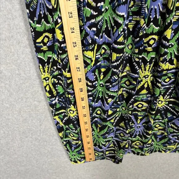 Jones New York Dress 10 Wrap Ruched Slinky Abstract Artsy Career Church Print
